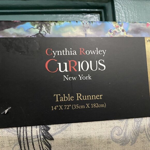 Cynthia Rowley Table Runner Halloween Skull Roses Pink Black Gothic NEW Party - Picture 3 of 7